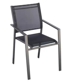 Mobili Da Giardino E Accessori- Sedia da esterno con braccioli solaria "zara" in alluminio antracite 54x57x89 cm