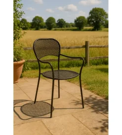 Mobili Da Giardino E Accessori|Sedia da esterno con braccioli solaria "intra" impilabile in ferro antracite 54x57x89 cm