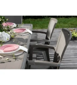 Best Sedia da esterno con schienale medio "comfort giava" in polipropilene taupe 58x46x90 cm Mobili Da Giardino E Accessori