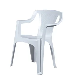 Mobili Da Giardino E Accessori- Sedia da esterno con schienale basso "luna" in polipropilene bianco 56x52x77 cm