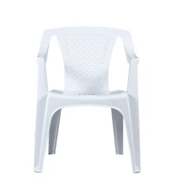 Mobili Da Giardino E Accessori- Sedia da esterno con schienale basso "luna" in polipropilene bianco 56x52x77 cm