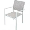 Hot Sedia da esterno elica garden "jamaica" in alluminio e textilene bianco e grigio chiaro 55x58x85 cm Mobili Da Giardino E Accessori