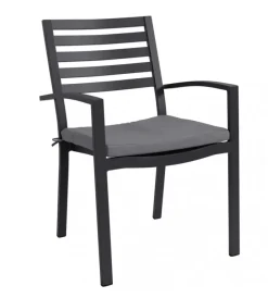 Discount Sedia da esterno elica garden "formentera" con cuscino in alluminio antarcite 55,5x61x85 cm Mobili Da Giardino E Accessori
