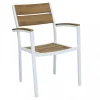 New Sedia da esterno elica garden "cayman" in alluminio e polywood bianco 54x54x84 cm Mobili Da Giardino E Accessori