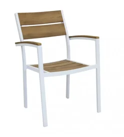 New Sedia da esterno elica garden "cayman" in alluminio e polywood bianco 54x54x84 cm Mobili Da Giardino E Accessori
