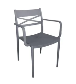 Mobili Da Giardino E Accessori- Sedia da esterno elica garden "darleen" in polipropilene grigio scuro 55x55x81 cm