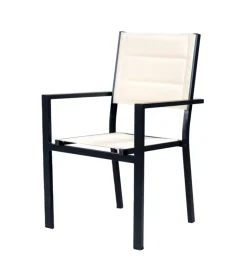 Outlet Sedia da esterno in alluminio e textilene panna 60x56,5x87 cm Mobili Da Giardino E Accessori
