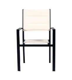 Outlet Sedia da esterno in alluminio e textilene panna 60x56,5x87 cm Mobili Da Giardino E Accessori