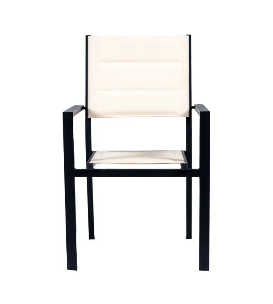 Outlet Sedia da esterno in alluminio e textilene panna 60x56,5x87 cm Mobili Da Giardino E Accessori
