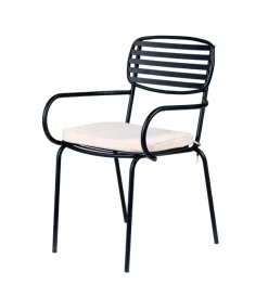 Clearance Sedia da esterno con braccioli "trieste" in metallo con cuscino beige 55x45x86 cm Mobili Da Giardino E Accessori
