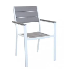 Sale Sedia da esterno impilabile elica garden "cervia" in alluminio e polywood bianco e grigio 58x46,5x87 cm Mobili Da Giardino E Accessori