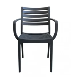 Mobili Da Giardino E Accessori- Sedia da esterno impilabile elica garden "eveline" in polipropilene antracite 58,5x55,2x84 cm
