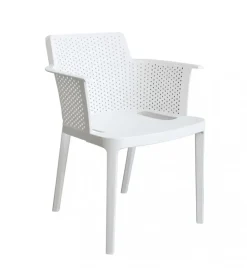 Mobili Da Giardino E Accessori- Sedia da esterno impilabile elica garden "cathy" in polipropilene bianco 60x58x76,5 cm