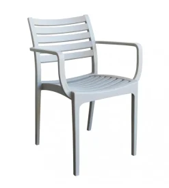 New Sedia da esterno impilabile elica garden "eveline" in polipropilene grigio 58,5x55,2x84 cm Mobili Da Giardino E Accessori