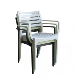 New Sedia da esterno impilabile elica garden "eveline" in polipropilene grigio 58,5x55,2x84 cm Mobili Da Giardino E Accessori