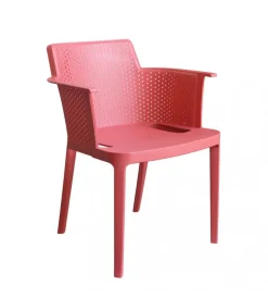 New Sedia da esterno impilabile elica garden "cathy" in polipropilene rosso corallo 60x58x76,5 cm Mobili Da Giardino E Accessori