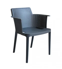 Mobili Da Giardino E Accessori|Sedia da esterno impilabile elica garden "cathy" in polipropilene antracite 60x58x76,5 cm