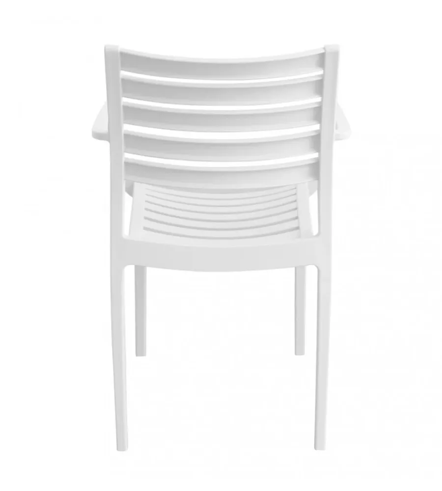 Mobili Da Giardino E Accessori- Sedia da esterno impilabile elica garden "eveline" in polipropilene bianco 58,5x55,2x84 cm