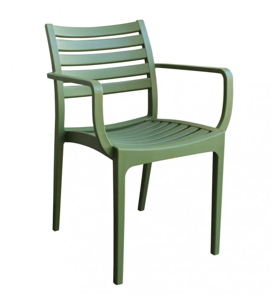 Mobili Da Giardino E Accessori- Sedia da esterno impilabile elica garden "eveline" in polipropilene verde scuro 58,5x55,2x84 cm