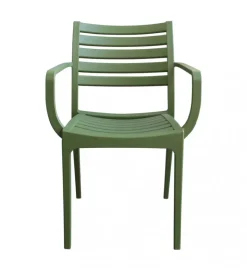 Mobili Da Giardino E Accessori- Sedia da esterno impilabile elica garden "eveline" in polipropilene verde scuro 58,5x55,2x84 cm