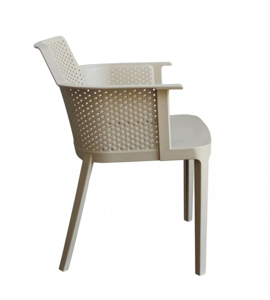 Mobili Da Giardino E Accessori- Sedia da esterno impilabile elica garden "cathy" in polipropilene tortora 60x58x76,5 cm