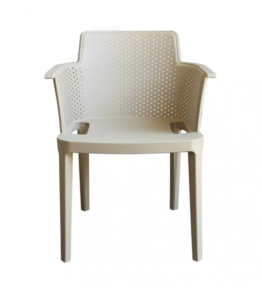 Mobili Da Giardino E Accessori- Sedia da esterno impilabile elica garden "cathy" in polipropilene tortora 60x58x76,5 cm