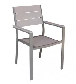 Mobili Da Giardino E Accessori|Sedia da esterno impilabile elica garden "cervia" in alluminio e polywood taupe e grigio 58x46,5x87 cm