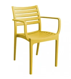 Mobili Da Giardino E Accessori- Sedia da esterno impilabile elica garden "eveline" in polipropilene giallo 58,5x55,2x84 cm