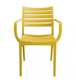 Mobili Da Giardino E Accessori- Sedia da esterno impilabile elica garden "eveline" in polipropilene giallo 58,5x55,2x84 cm
