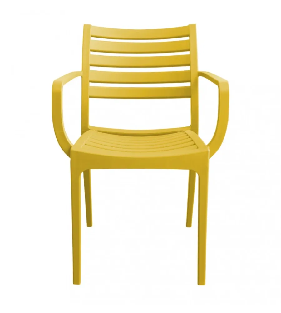 Mobili Da Giardino E Accessori- Sedia da esterno impilabile elica garden "eveline" in polipropilene giallo 58,5x55,2x84 cm