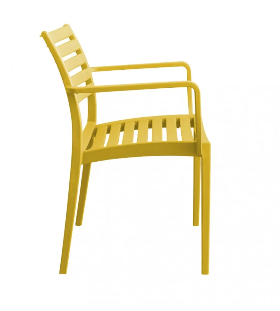 Mobili Da Giardino E Accessori- Sedia da esterno impilabile elica garden "eveline" in polipropilene giallo 58,5x55,2x84 cm