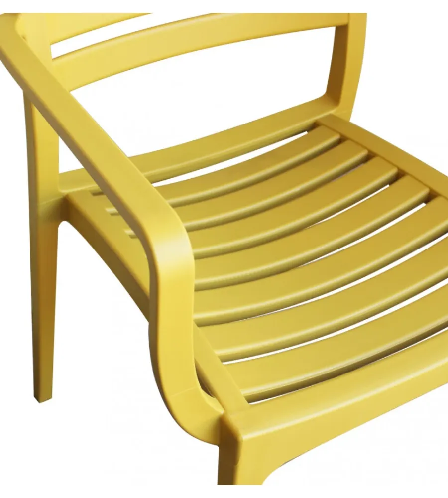 Mobili Da Giardino E Accessori- Sedia da esterno impilabile elica garden "eveline" in polipropilene giallo 58,5x55,2x84 cm