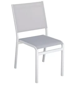 Mobili Da Giardino E Accessori- Sedia da esterno solaria "pola" impilabile in alluminio bianco e grigio chiaro 46x59x86 cm
