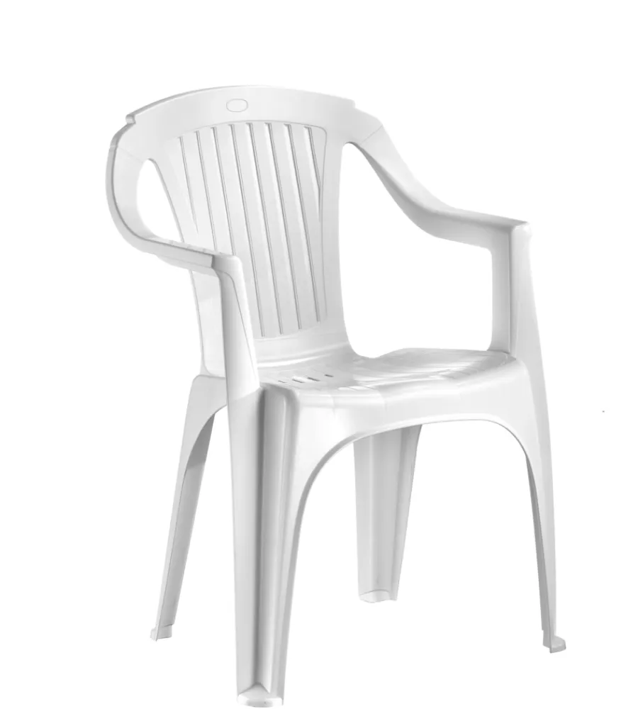 Mobili Da Giardino E Accessori|Sedia da esterno "verona" in polipropilene colore bianco con schienale basso, 57x53x81 cm