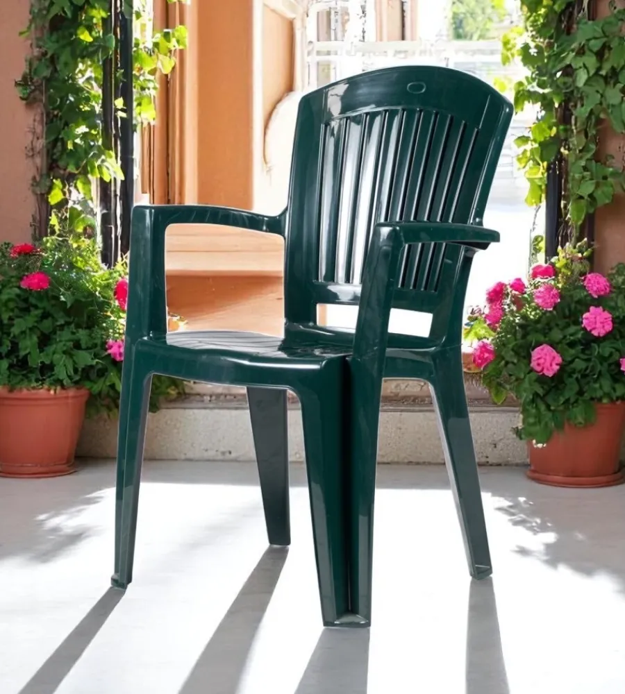 Mobili Da Giardino E Accessori- Sedia da giardino con schienale medio "comfort vega" in polipropilene verde 58x61x90 cm