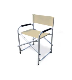 Campeggio- Sedia da giardino essenza "regista" in alluminio e pvc beige 47x57x79 cm