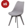Sedie E Sgabelli|Sedia da pranzo "kelly" grigio con gambe in legno in tinta 6 pezzi