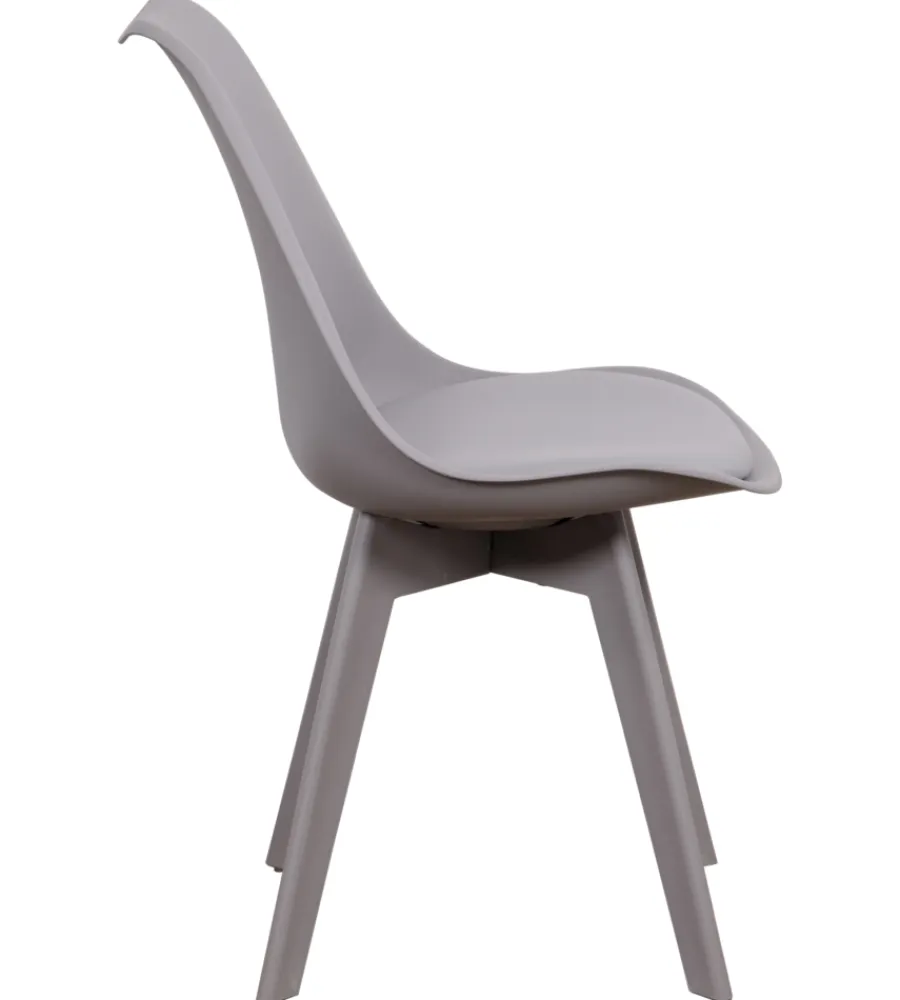 Sedie E Sgabelli|Sedia da pranzo "kelly" grigio con gambe in legno in tinta 6 pezzi