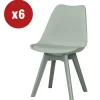 Hot Sedia da pranzo "kelly" verde salvia con gambe in legno in tinta 6 pezzi Sedie E Sgabelli