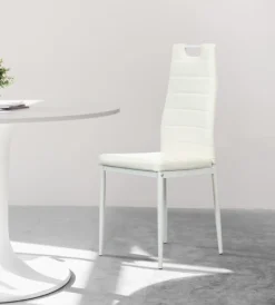 BellaHome Sedie E Sgabelli|Sedia da pranzo "lanzarote" in ecopelle bianco 42x49x97 cm