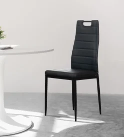 BellaHome Sedie E Sgabelli|Sedia da pranzo "lanzarote" in ecopelle nero 42x49x97 cm