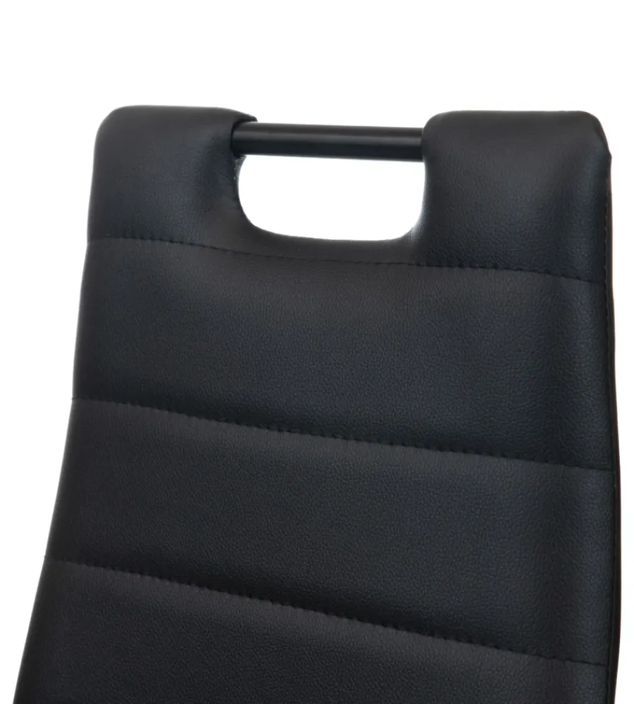 BellaHome Sedie E Sgabelli|Sedia da pranzo "lanzarote" in ecopelle nero 42x49x97 cm