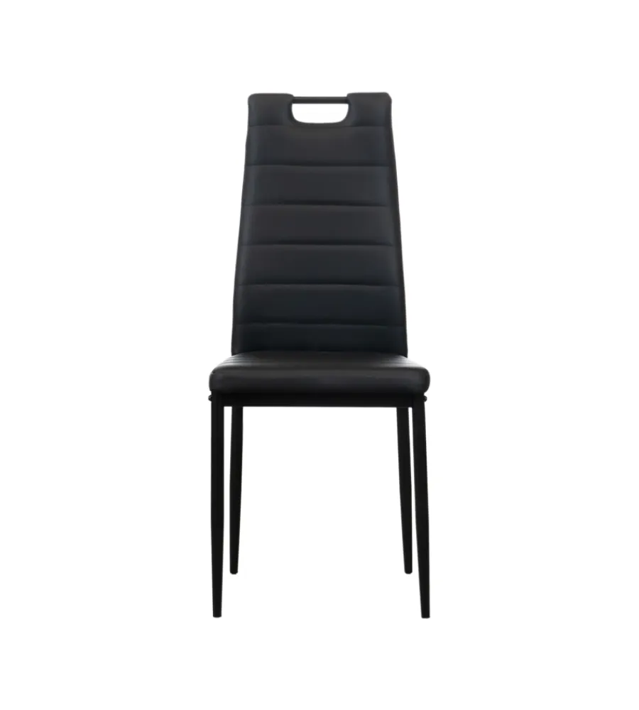BellaHome Sedie E Sgabelli|Sedia da pranzo "lanzarote" in ecopelle nero 42x49x97 cm