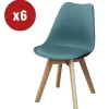 Sale Sedia da pranzo "leila" blu ottanio con gambe in legno 6 pezzi Sedie E Sgabelli