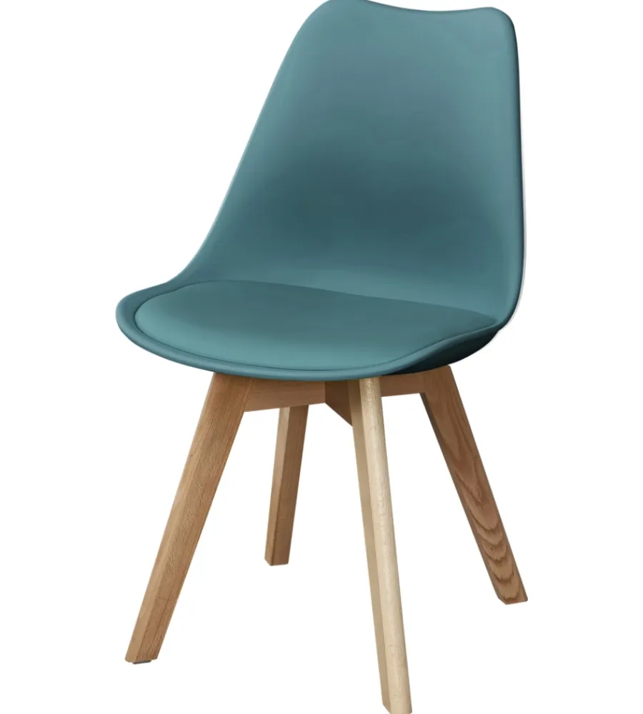 Sale Sedia da pranzo "leila" blu ottanio con gambe in legno 6 pezzi Sedie E Sgabelli