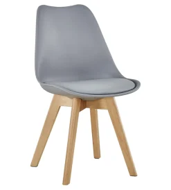 Sedie E Sgabelli|Sedia da pranzo "leila" grigio con gambe in legno 6 pezzi