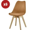 Sale Sedia da pranzo "leila" mattone con gambe in legno 6 pezzi Sedie E Sgabelli