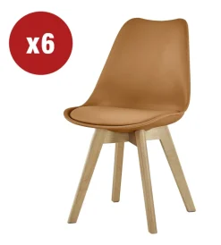 Sale Sedia da pranzo "leila" mattone con gambe in legno 6 pezzi Sedie E Sgabelli