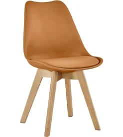 Sale Sedia da pranzo "leila" mattone con gambe in legno 6 pezzi Sedie E Sgabelli