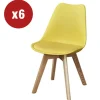 Discount Sedia da pranzo "leila" senape con gambe in legno 6 pezzi Sedie E Sgabelli